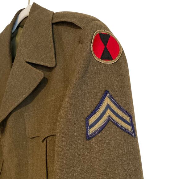 Vintage US Army 40s Olive Drab Green Uniform Jacket Button Fly Wide Leg Pants 38 - Picture 6 of 16